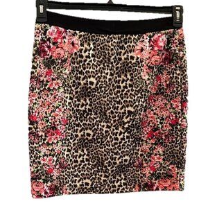 NY COLLECTION Leopard & Floral Pull-On Pencil Skirt - Large